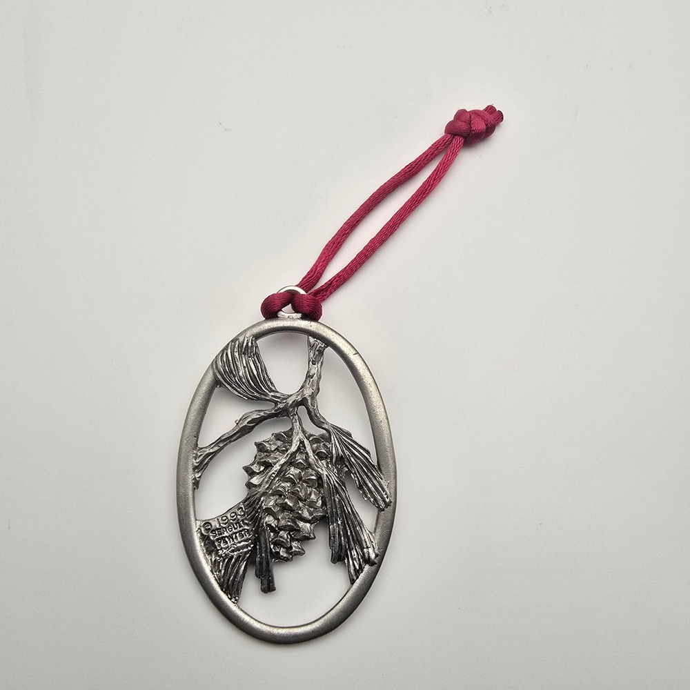 Seagull Pewter Pinecone Ornament Silver 1993 Vintage Nature Gorpcore Cabincore